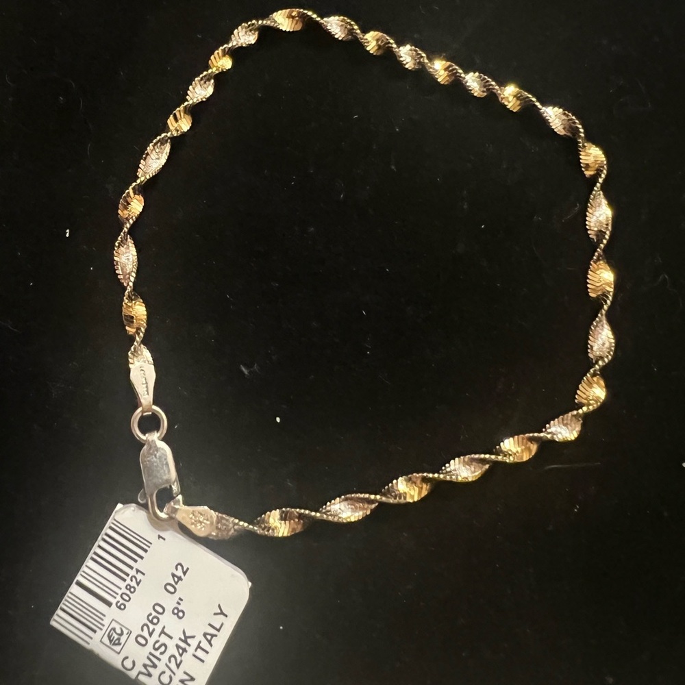 925 STERLING SILVER AND Gold Twist Bracelet dainty